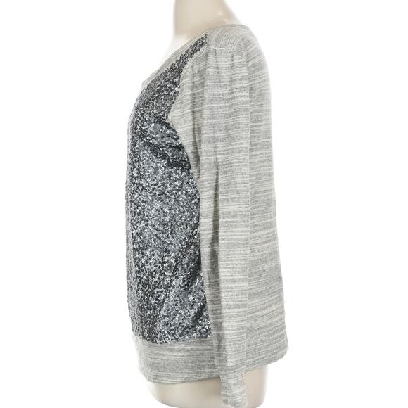 J.Crew Collection Sequin Cotton Sweater/Sweatshirt Gray and Silver Size Large - Picture 4 of 9